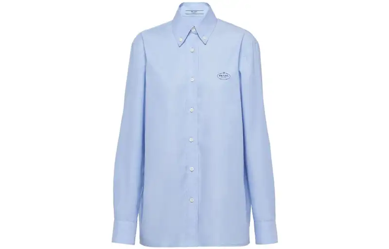 PRADA Shirts Women's Blue Pointed Collar Moderate Other