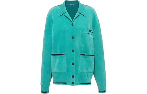 MIU MIU Velvet sticker, long-sleeve, green jacket, with your logo imprint