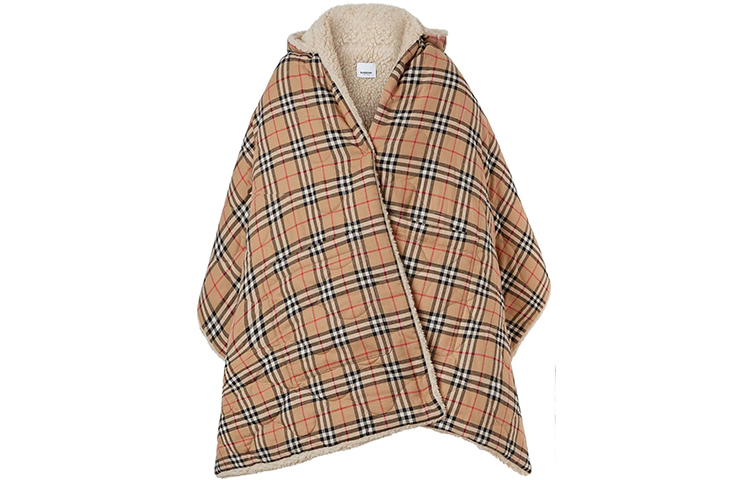 Burberry Burberry Wool Lined Vintage Check Cotton Hooded Cape Jacket Women's Yellow