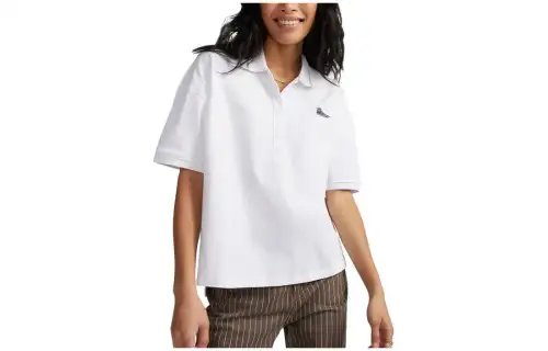 Converse Polo Shirts Women's White Polo Collar Moderate Straight Fit