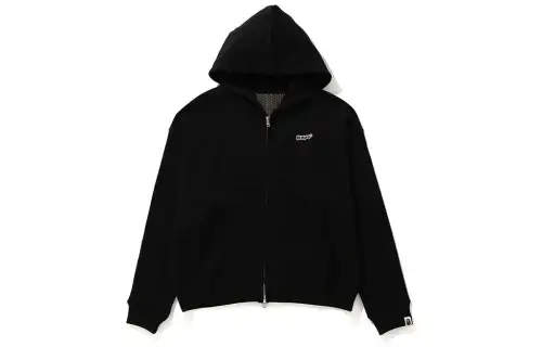 A BATHING APE Sweatshirts Women's Black Hooded Moderate Cardigan