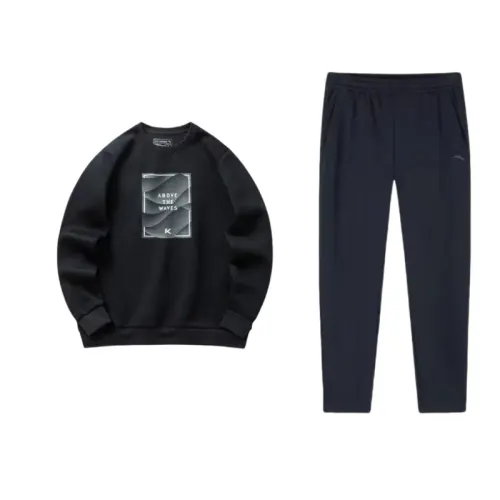 Anta Thompson KT Basketball Sweatshirt Set Men's Black