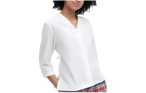 UNIQLO Shirts Women's White V Neck Moderate Shirt