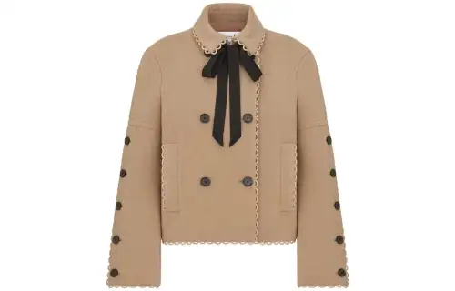 DIOR Laine Vierge Double Face Bouclette Beige Jackets & Coats Women's Brown