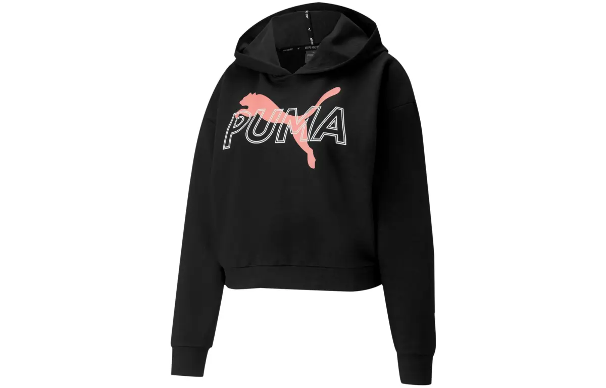 PUMA Sweatshirts Women's Black Hooded Moderate Regular