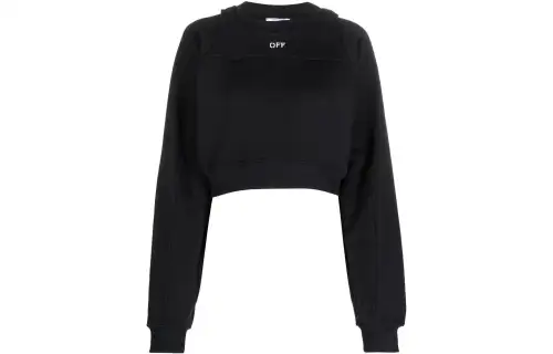 OFF-WHITE logo-print cropped cotton sweatshirt