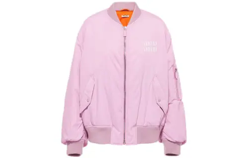 MIU MIU Jackets Women's Cherry Blossom Baseball Collar Moderate Pilot