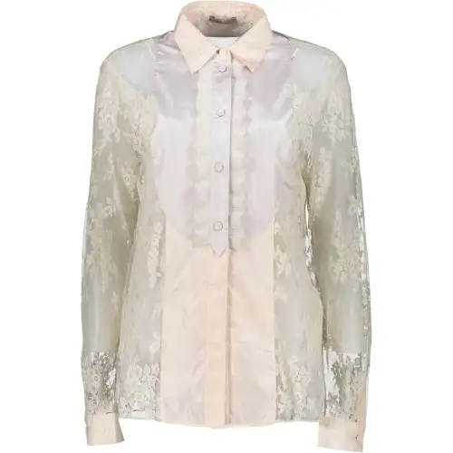 Bottega Veneta Ruffled Lace Panel Shirt
