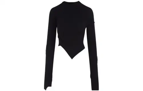 Balenciaga Asymmetric Ribbed Long Sleeve Top