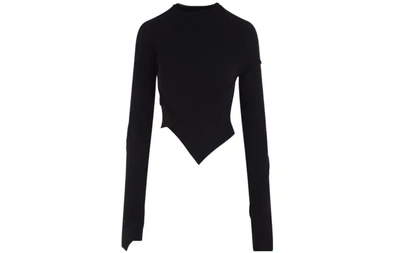 Balenciaga Asymmetric Ribbed Long Sleeve Top
