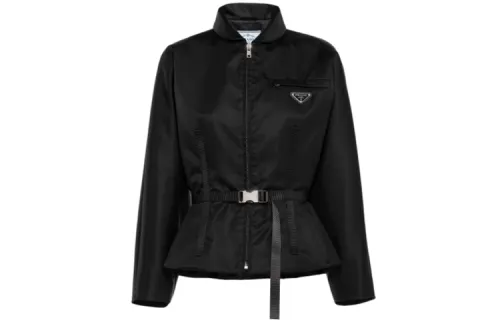 PRADA Jackets Women's Black Stand Collar Moderate Other