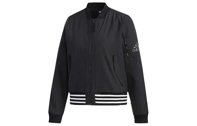 Adidas Jackets Women's Black Baseball Collar Moderate Other