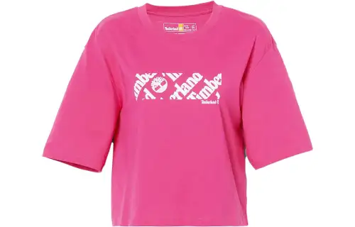 Timberland T Shirts Women's Rose Red Crew Neck Moderate Straight Fit