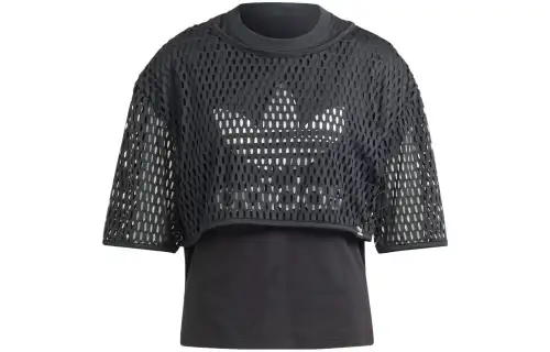 Adidas Originals T Shirts Women's Black Crew Neck Moderate Straight Fit