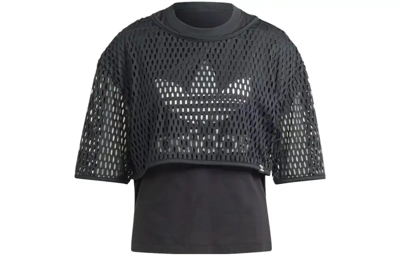 Adidas Originals T Shirts Women's Black Crew Neck Moderate Straight Fit