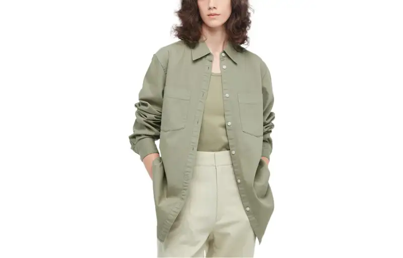 UNIQLO Shirts Women's Green Lapel Moderate Shirt