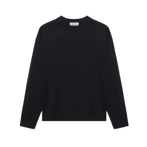 MIU MIU T Shirts Women's Black Crew Neck Moderate Straight Fit