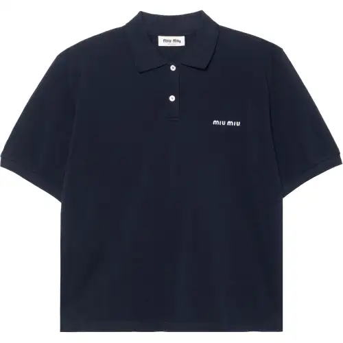 Miu Miu Logo-Embroidered Short-Sleeved Polo Shirt