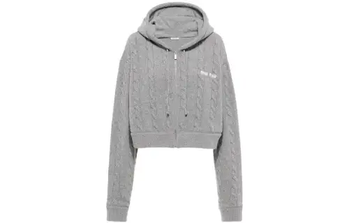 MIU MIU Cashmere Sweaters Women's Gray Hooded Moderate
