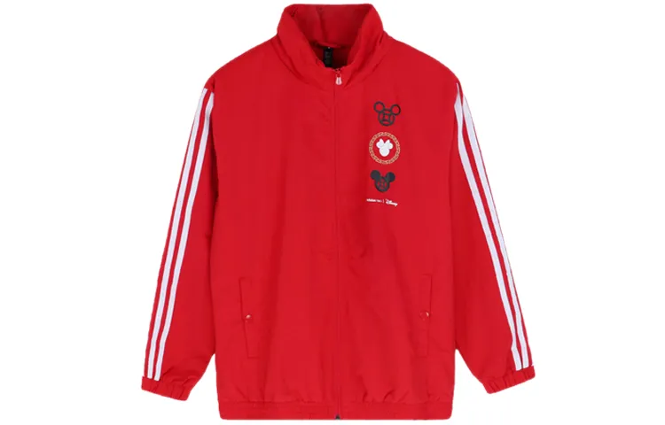 Adidas Jackets Women's Red Stand Collar Moderate Straight Fit