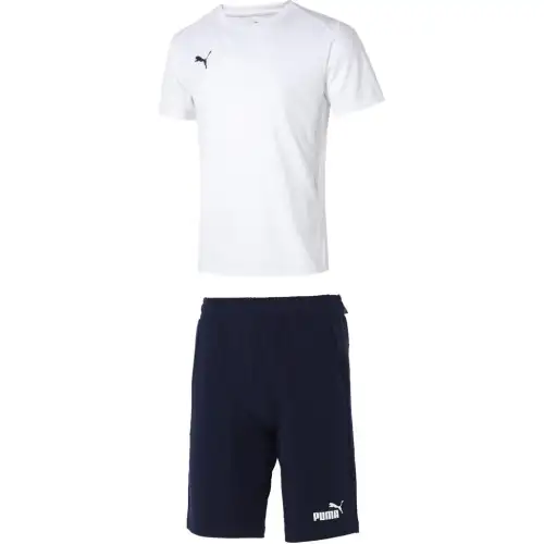 PUMA Casual Sportswear Men's White+Blue Crew Neck Moderate