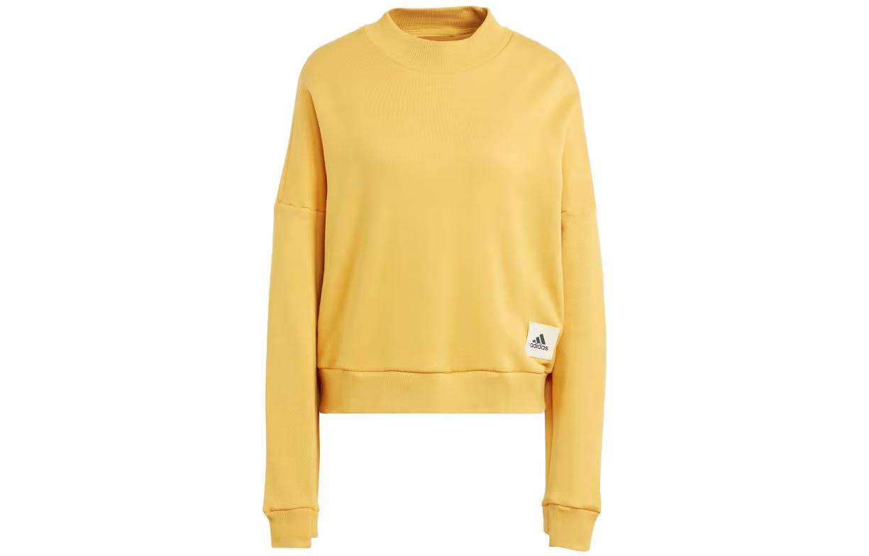 Adidas Lounge Sweatshirts Women's Yellow Crew Neck Moderate Regular