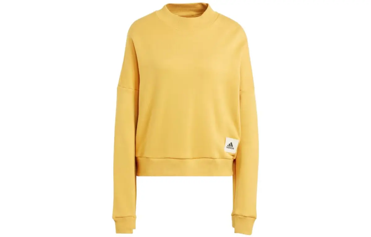 Adidas Lounge Sweatshirts Women's Yellow Crew Neck Moderate Regular