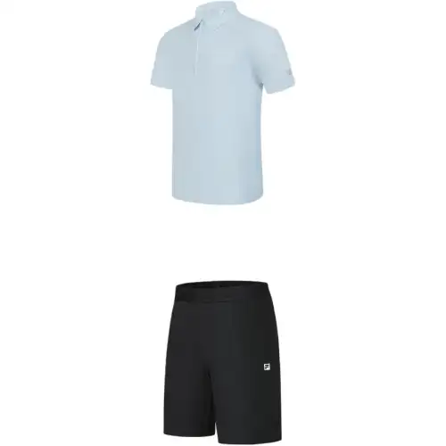 FILA Casual Sportswear Men's Alice Blue+Pitch Black Polo Collar Moderate