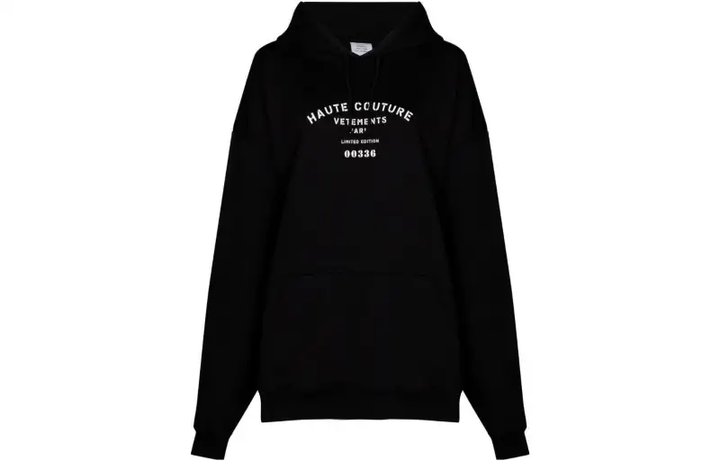 Vetements Sweatshirts Women's Black Hooded Moderate Regular