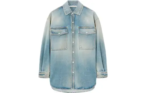 PALM ANGELS Palm Embroidered Buttoned Denim Shirt