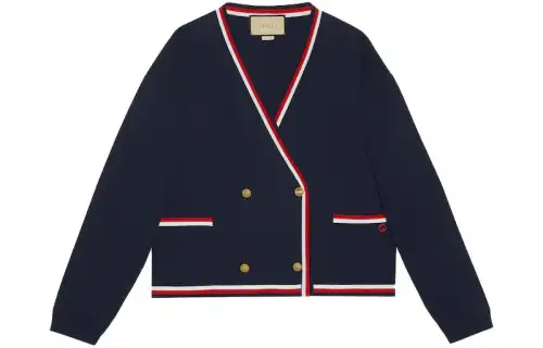 GUCCI Double Breasted Striped Knit Cardigan