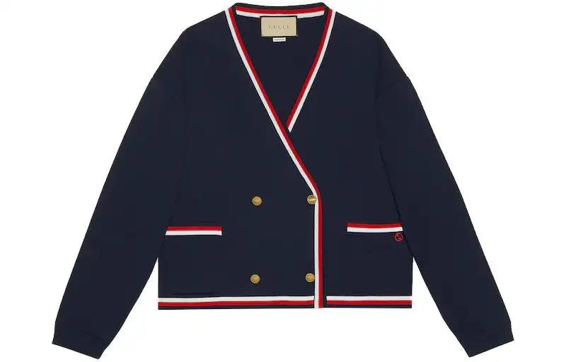GUCCI Double Breasted Striped Knit Cardigan