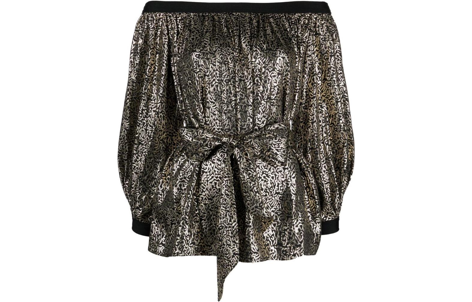 Saint Laurent 1980s metallic tie-waist blouse