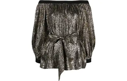 Saint Laurent 1980s metallic tie-waist blouse