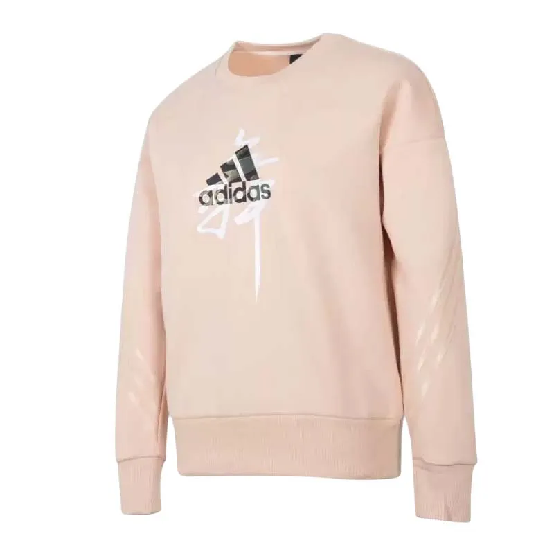 Adidas Sweatshirts Women's Pink Crew Neck Moderate Straight Fit