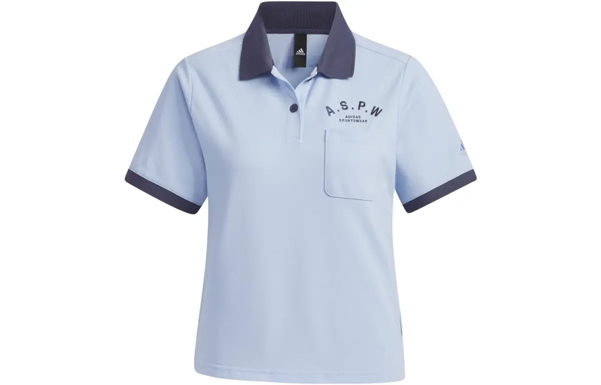 Adidas Polo Shirts Women's Light Pink Blue Polo Collar Moderate Straight Fit