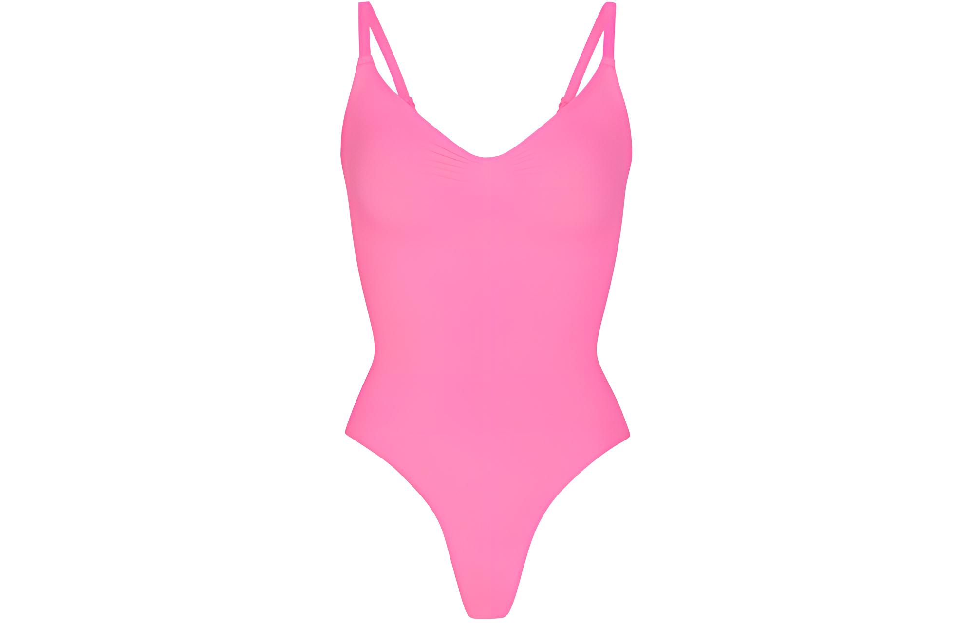 Skims Valentine's Day SEAMLESS SCULPT THONG BODYSUIT Jumpsuit Women's SUGAR PINK/Candy Pink