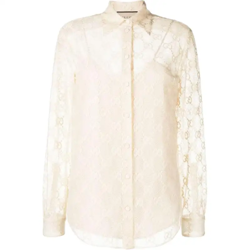 GUCCI Shirts Women's Ecru Lapel Moderate Other