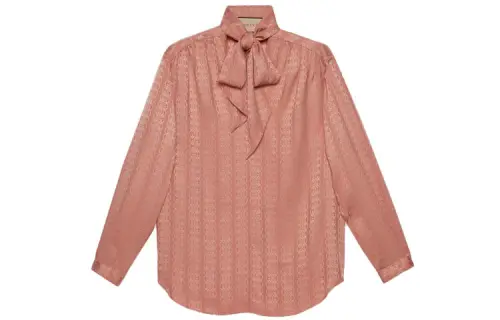 GUCCI Monogrammed Necktie Blouse