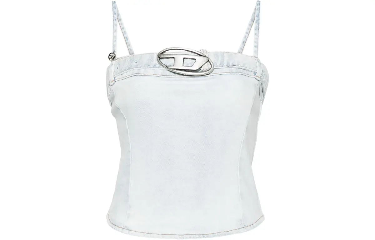 Diesel De-Lucy-S Logo Plaque Denim Tank Top