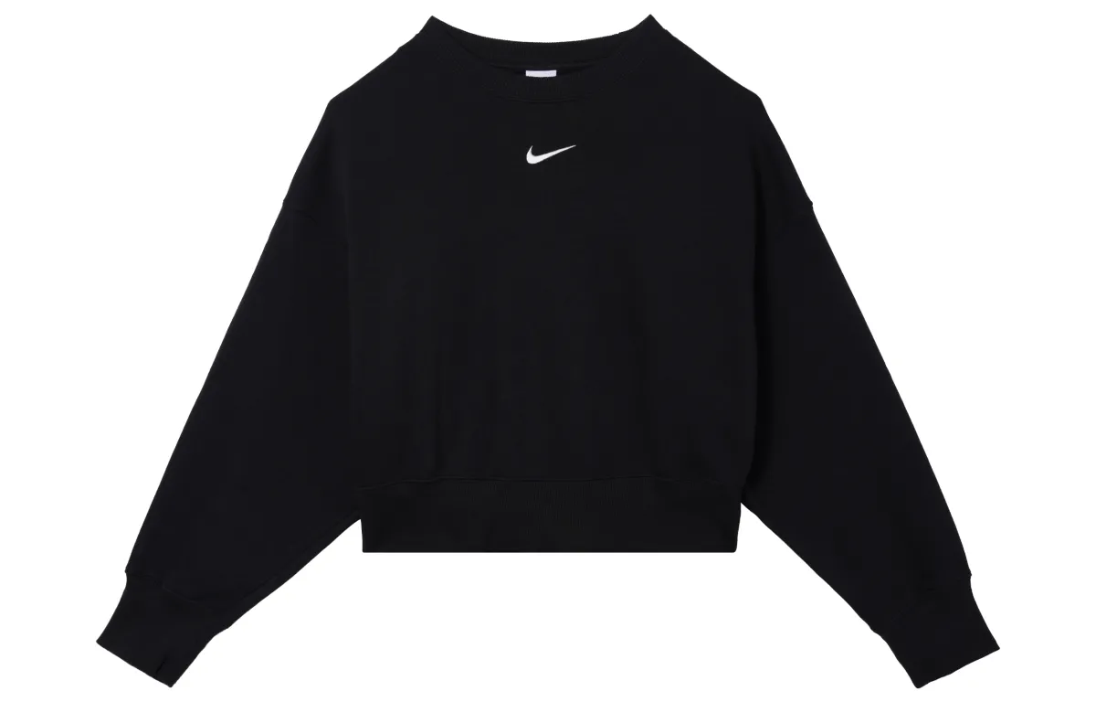 Nike Sweatshirts Women's Black Crew Neck Moderate Straight Fit