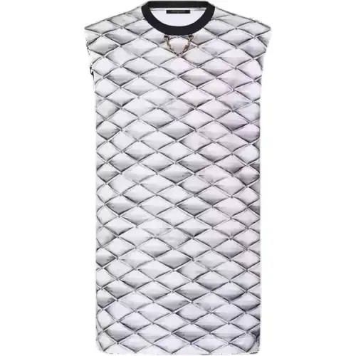 LOUIS VUITTON SS24 Color Block Crew Neck Pattern All Over Print Sleeveless T Shirt Women's Gray