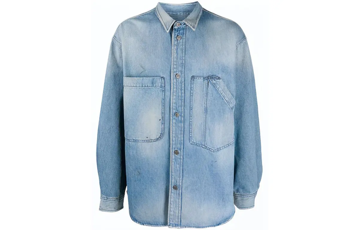 DIESEL Shirts Men's Blue Lapel Moderate Denim