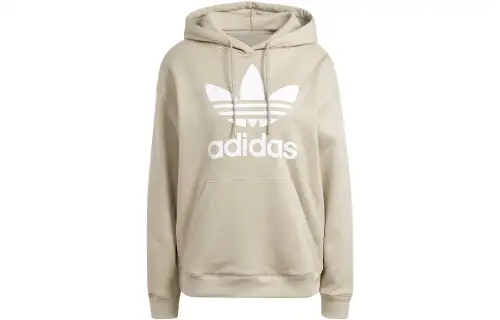 Adidas Originals Trefoil Sweatshirts Women's Beige Hooded Moderate Regular