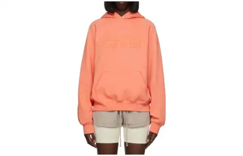 Fear Of God Essentials Sweatshirts Women's Coral Red Hooded Thickened Regular