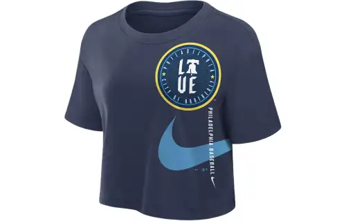 Nike Michigan Athletic Prep Arch Women's Nike Brand Dri FIT College Cropped T Shirt