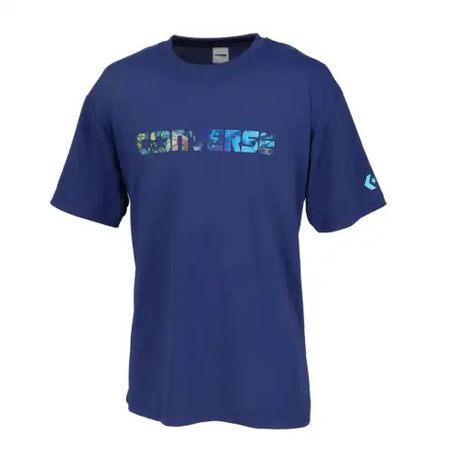 Converse T Shirts Unisex Blue Crew Neck Moderate Straight Fit