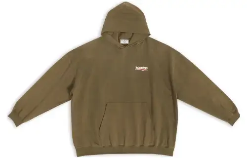 Balenciaga Campaign Logo Embroidered Oversized Hoodie Military Green