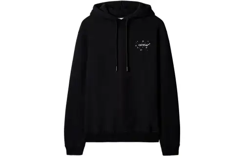 OFF WHITE Bling Star Arrow Motif Cotton Hoodie Black