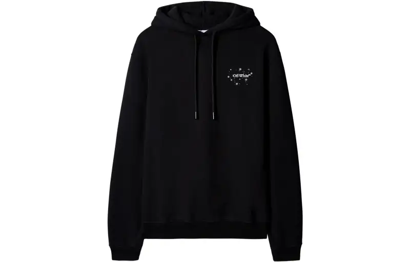 OFF WHITE Bling Star Arrow Motif Cotton Hoodie Black